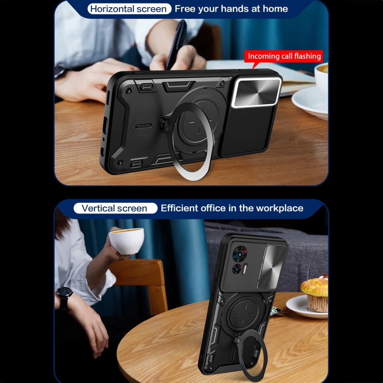 For Motorola Edge 30 Neo CD Texture Sliding Camshield Magnetic Holder Phone Case(Blue) - free shipping - PMC TechLife - Order now!