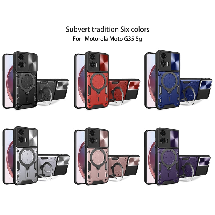 For Motorola Moto G35 CD Texture Sliding Camshield Magnetic Holder Phone Case(Blue) - free shipping - PMC TechLife - Order now!
