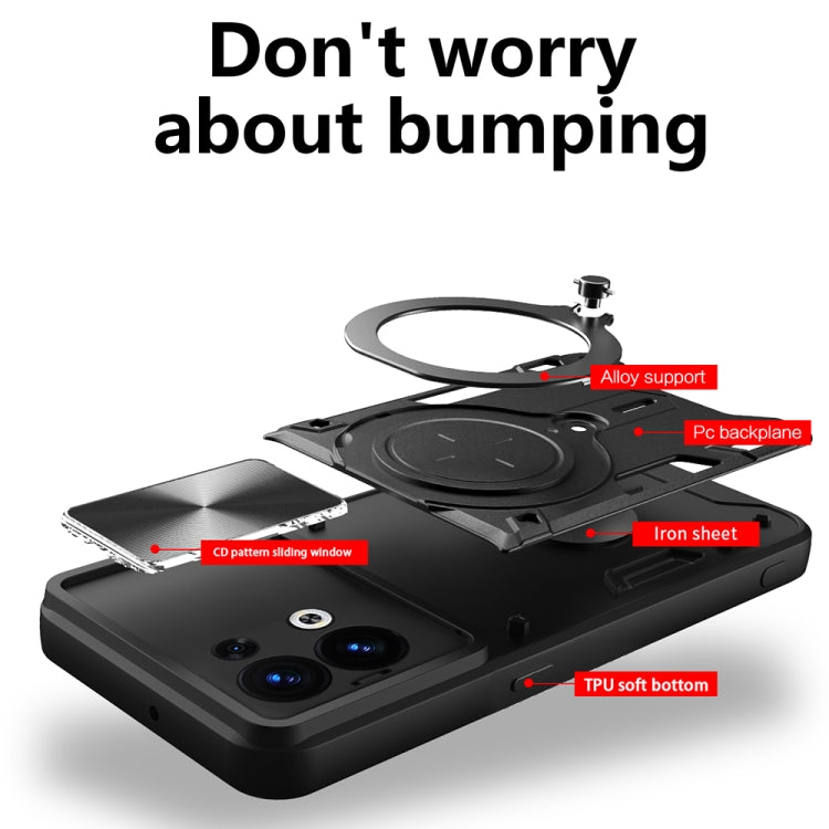 For OPPO Reno8 5G CD Texture Sliding Camshield Magnetic Holder Phone Case(Red) - OPPO Cases by PMC TechLife | Online Shopping South Africa | PMC TechLife | Buy Now Pay Later Mobicred