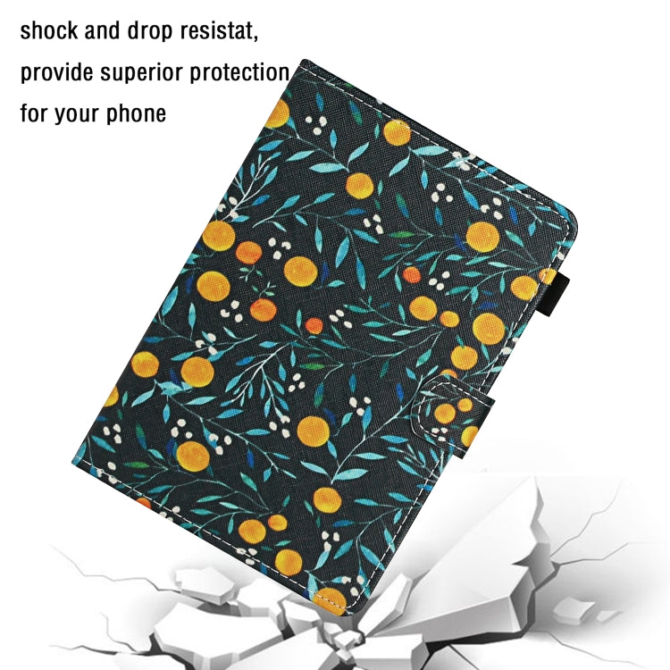 For 10 inch Universal Tablet PC Flower Pattern Horizontal Flip Leather Case with Card Slots & Holder(Yellow Fruit) - 10 - 11 inch by PMC TechLife | Online Shopping South Africa | PMC TechLife | Buy Now Pay Later Mobicred