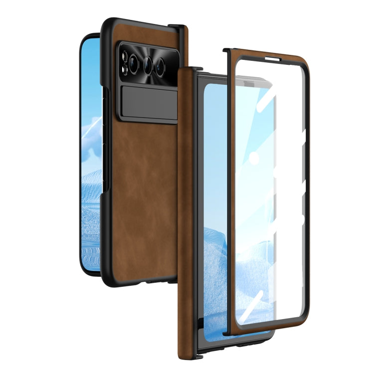 For Google Pixel Fold Napa Texture All-inclusive Phone Case(Brown) - Google Cases by PMC TechLife | Online Shopping South Africa | PMC TechLife | Buy Now Pay Later Mobicred