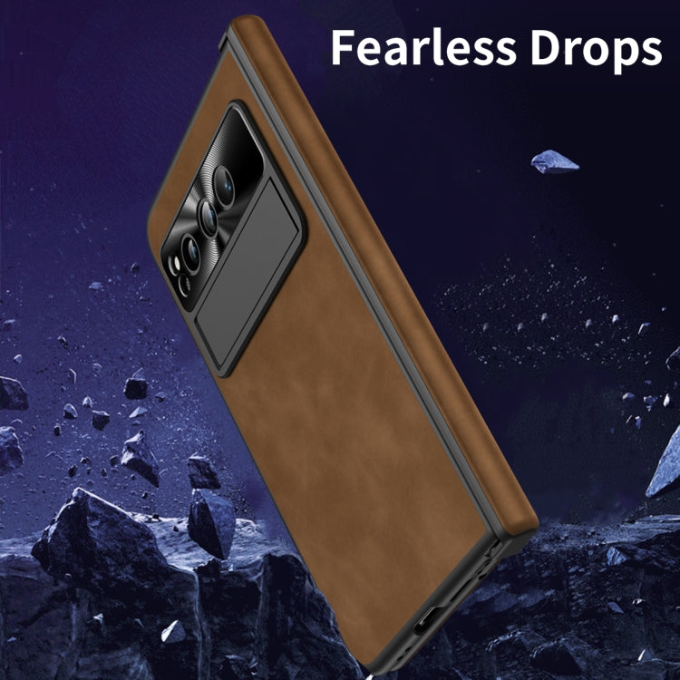 For Google Pixel Fold Napa Texture All-inclusive Phone Case(Brown) - Google Cases by PMC TechLife | Online Shopping South Africa | PMC TechLife | Buy Now Pay Later Mobicred