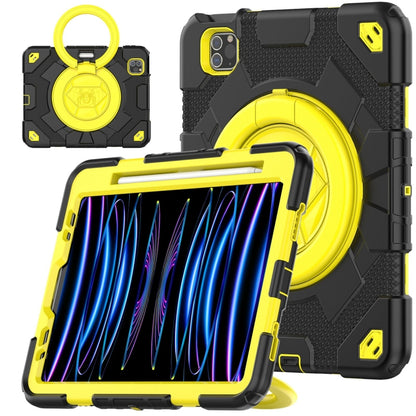 For iPad Pro 11 2022 / 2021 / 2020 Spider Rotation Handle Silicone Hybrid PC Tablet Case(Black Yellow) - iPad Pro 11 (2022/2021) Cases by PMC Jewellery | Online Shopping South Africa | PMC Jewellery | Buy Now Pay Later Mobicred