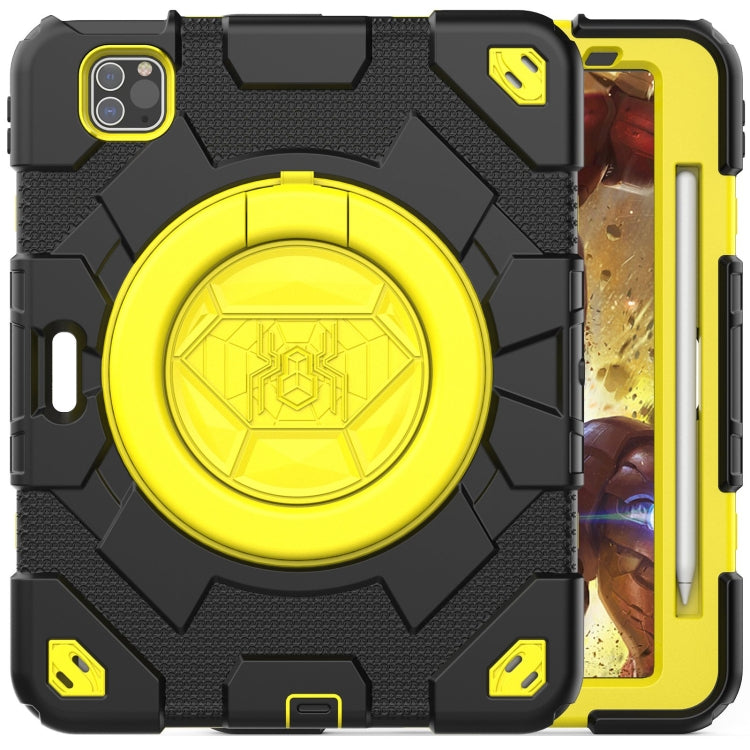 For iPad Pro 11 2022 / 2021 / 2020 Spider Rotation Handle Silicone Hybrid PC Tablet Case(Black Yellow) - iPad Pro 11 (2022/2021) Cases by PMC Jewellery | Online Shopping South Africa | PMC Jewellery | Buy Now Pay Later Mobicred