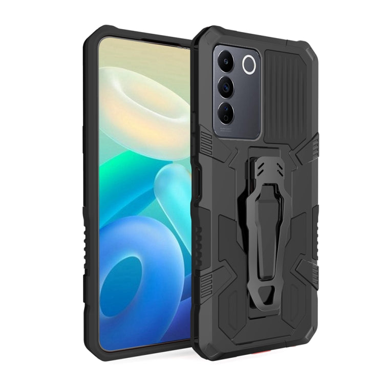 For vivo V27e Armor Warrior Shockproof PC + TPU Phone Case(Black) - vivo Cases by PMC Jewellery | Online Shopping South Africa | PMC Jewellery | Buy Now Pay Later Mobicred