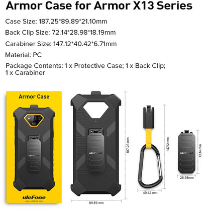 For Ulefone Armor X13 Ulefone Back Clip Phone Case with Carabiner(Black) - Ulefone Cases by Ulefone | Online Shopping South Africa | PMC Jewellery | Buy Now Pay Later Mobicred