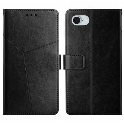For iPhone SE 2024 HT01 Y-shaped Pattern Flip Leather Phone Case(Black) - More iPhone Cases by PMC Jewellery | Online Shopping South Africa | PMC Jewellery | Buy Now Pay Later Mobicred