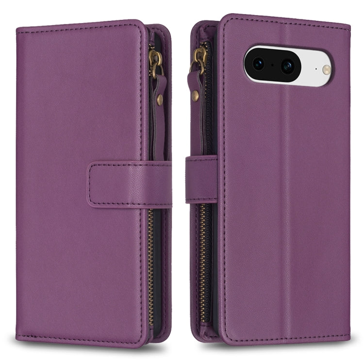 For Google Pixel 8 9 Card Slots Zipper Wallet Leather Flip Phone Case(Dark Purple) - Google Cases by PMC Jewellery | Online Shopping South Africa | PMC Jewellery | Buy Now Pay Later Mobicred