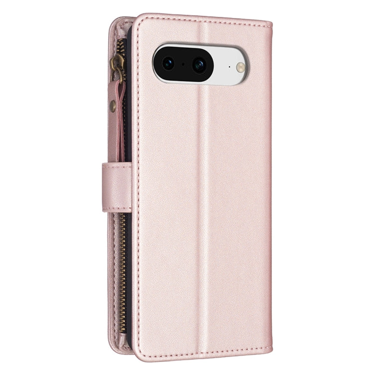 For Google Pixel 8 9 Card Slots Zipper Wallet Leather Flip Phone Case(Rose Gold) - Google Cases by PMC Jewellery | Online Shopping South Africa | PMC Jewellery | Buy Now Pay Later Mobicred