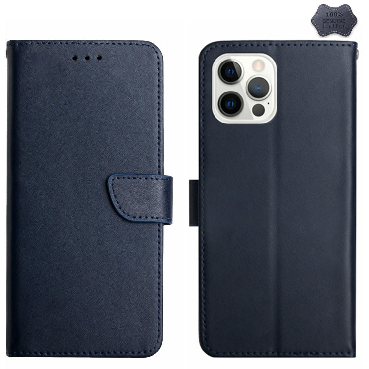 For iPhone 16 Pro Max Genuine Leather Fingerprint-proof Flip Phone Case(Blue) - iPhone 16 Pro Max Cases by PMC TechLife | Online Shopping South Africa | PMC TechLife | Buy Now Pay Later Mobicred