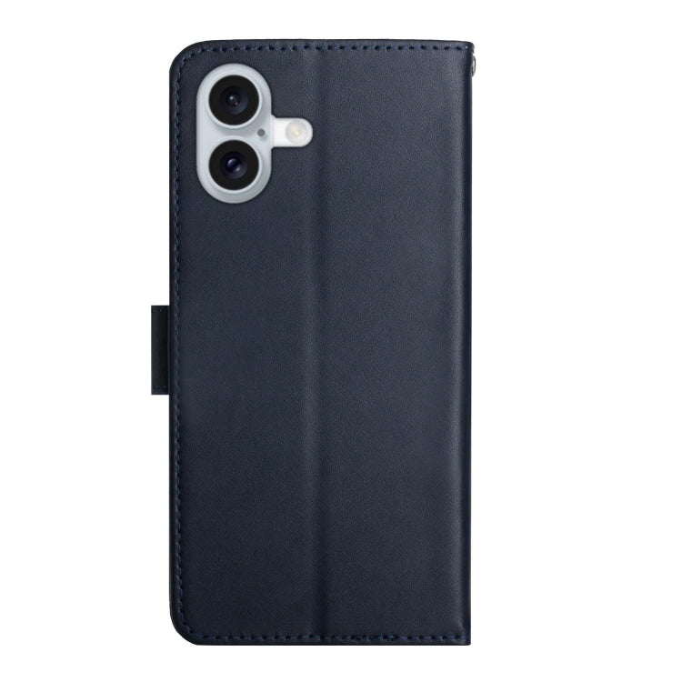 For iPhone 16 Genuine Leather Fingerprint-proof Flip Phone Case(Blue) - iPhone 16 Cases by PMC TechLife | Online Shopping South Africa | PMC TechLife | Buy Now Pay Later Mobicred