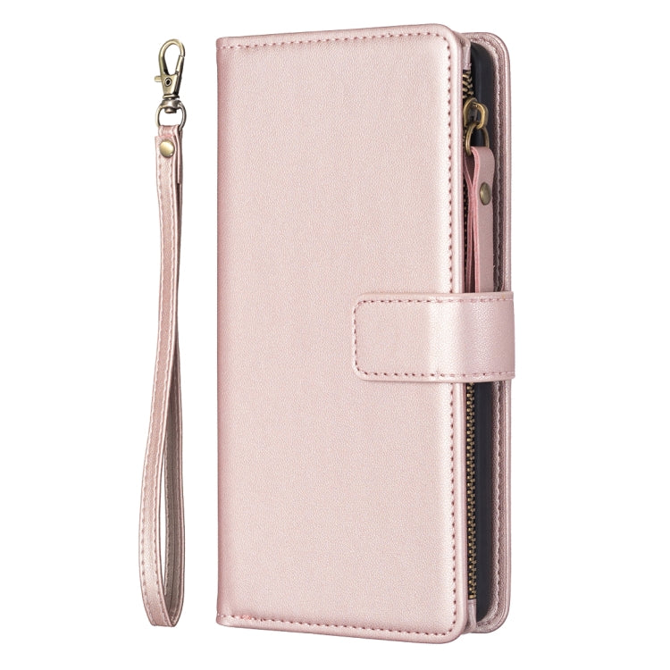 For Xiaomi Redmi Note 13 4G Global 9 Card Slots Zipper Wallet Leather Flip Phone Case(Rose Gold) - Note 13 Cases by PMC Jewellery | Online Shopping South Africa | PMC Jewellery | Buy Now Pay Later Mobicred