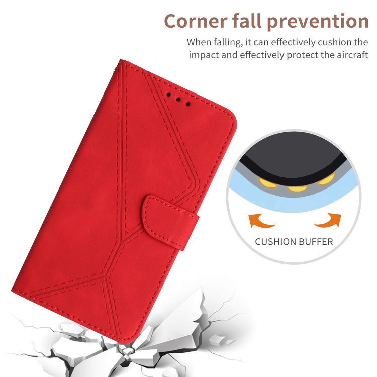 For vivo Y03 4G Stitching Embossed Leather Phone Case(Red) - vivo Cases by PMC TechLife | Online Shopping South Africa | PMC TechLife | Buy Now Pay Later Mobicred
