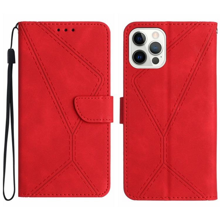 For iPhone 16 Pro Stitching Embossed Leather Phone Case(Red) - iPhone 16 Pro Cases by PMC Jewellery | Online Shopping South Africa | PMC Jewellery | Buy Now Pay Later Mobicred