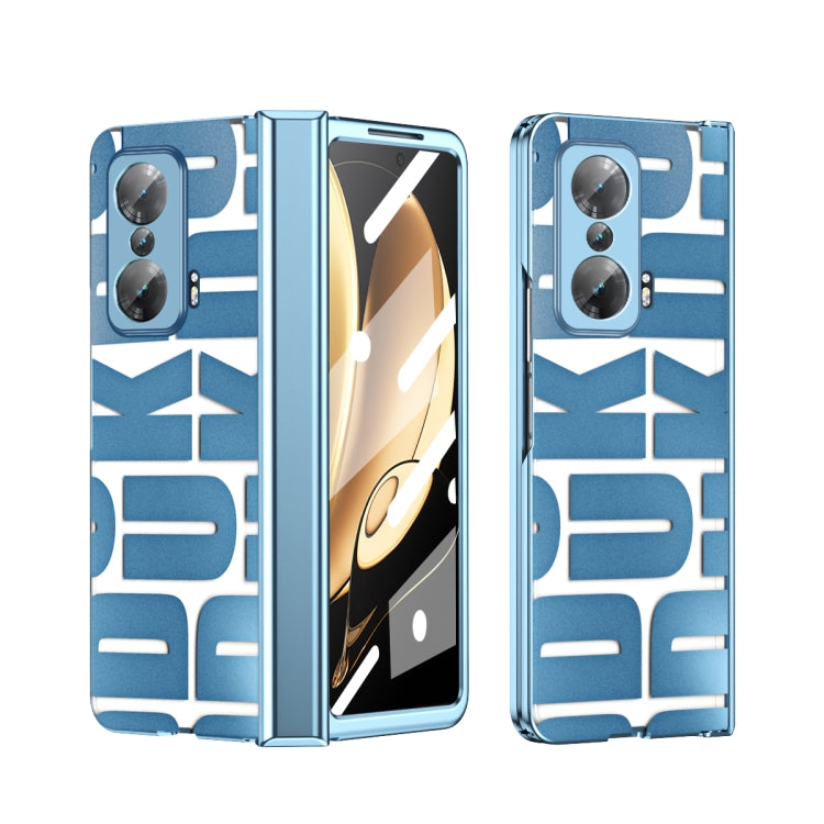 For Honor Magic V Integrated Electroplating Folding Phone Case with Hinge(Blue) - Honor Cases by PMC TechLife | Online Shopping South Africa | PMC TechLife | Buy Now Pay Later Mobicred