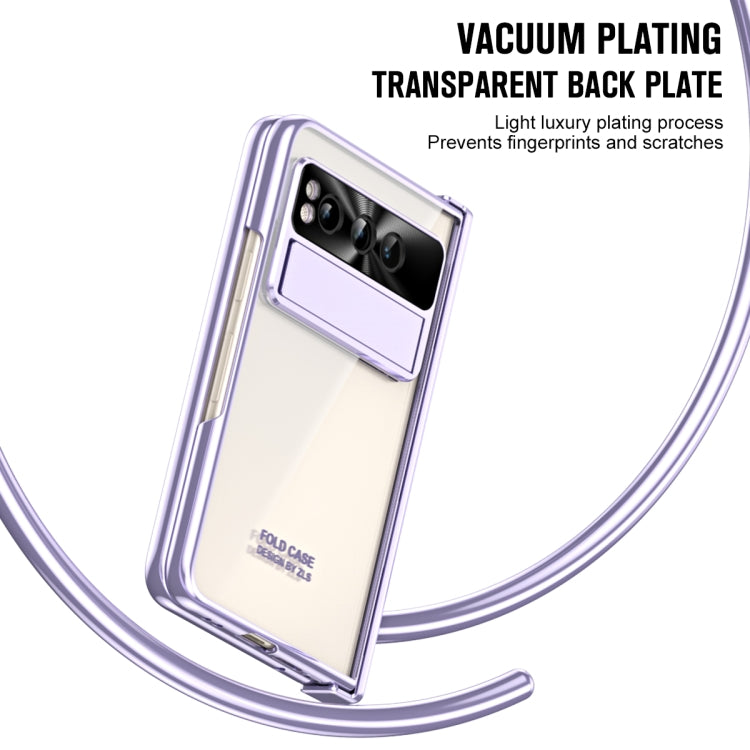 For Google Pixel Fold Integrated Electroplating Folding Phone Case with Hinge(Purple) - Google Cases by PMC TechLife | Online Shopping South Africa | PMC TechLife | Buy Now Pay Later Mobicred