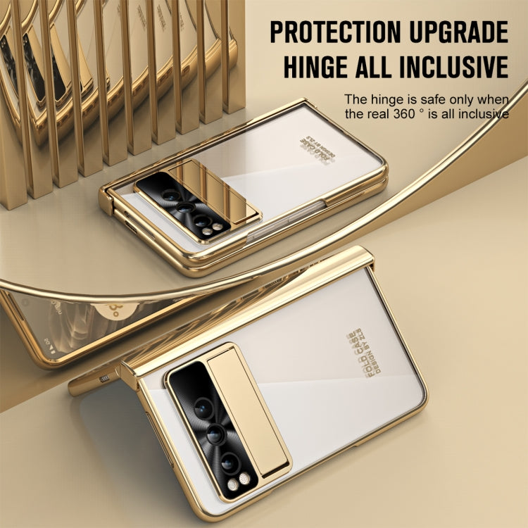 For Google Pixel Fold Integrated Electroplating Folding Phone Case with Pen Slot(Tyrant Gold) - Google Cases by PMC TechLife | Online Shopping South Africa | PMC TechLife | Buy Now Pay Later Mobicred
