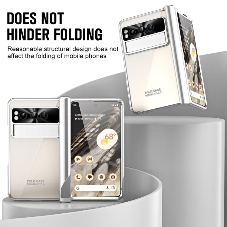 For Google Pixel Fold Integrated Electroplating Folding Phone Case with Pen Slot(Silver) - Google Cases by PMC TechLife | Online Shopping South Africa | PMC TechLife | Buy Now Pay Later Mobicred