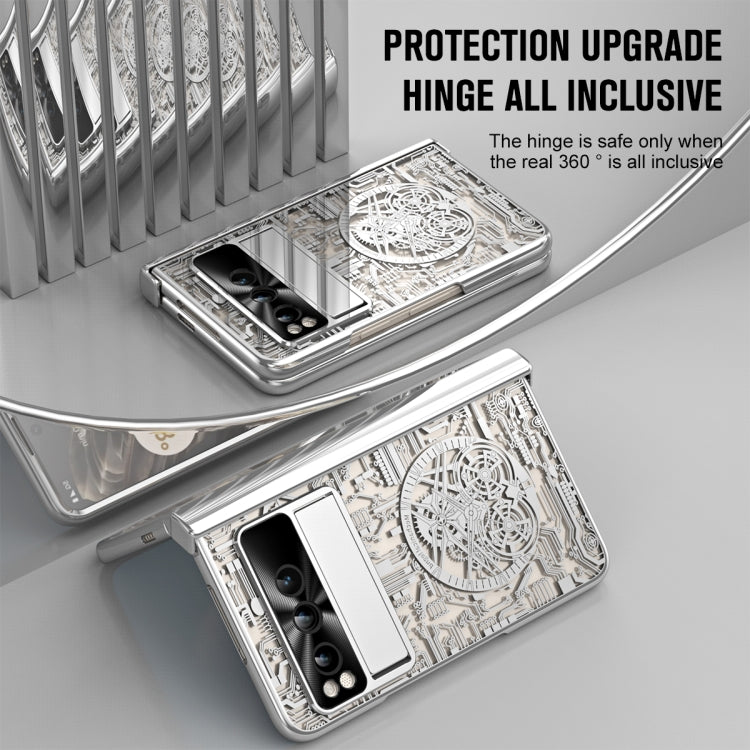 For Google Pixel Fold Mechanical Legend Integrated Electroplating All-inclusive Phone Case with Pen Slot(Silver) - Google Cases by PMC TechLife | Online Shopping South Africa | PMC TechLife | Buy Now Pay Later Mobicred