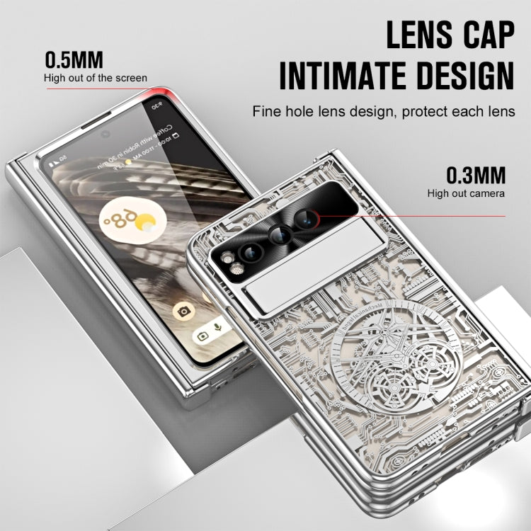For Google Pixel Fold Mechanical Legend Integrated Electroplating All-inclusive Phone Case with Pen Slot(Silver) - Google Cases by PMC TechLife | Online Shopping South Africa | PMC TechLife | Buy Now Pay Later Mobicred