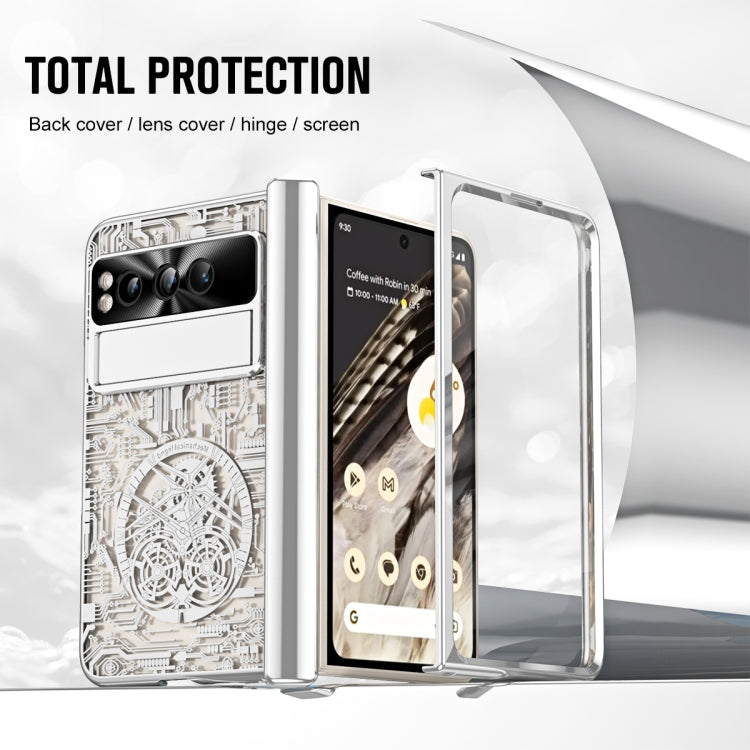 For Google Pixel Fold Mechanical Legend Integrated Electroplating All-inclusive Phone Case with Pen Slot(Silver) - Google Cases by PMC TechLife | Online Shopping South Africa | PMC TechLife | Buy Now Pay Later Mobicred