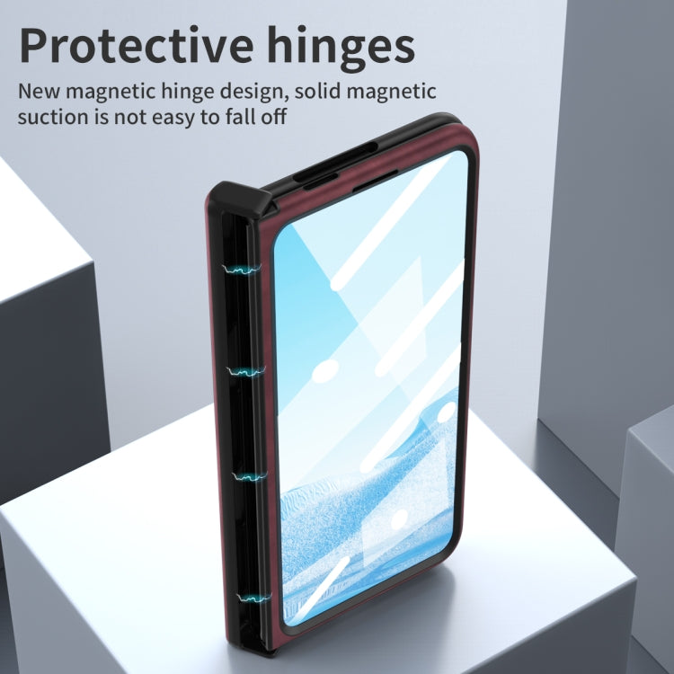 For Google Pixel Fold Integrated Napa Texture All-inclusive Phone Case with Hinge(Red) - Google Cases by PMC TechLife | Online Shopping South Africa | PMC TechLife | Buy Now Pay Later Mobicred