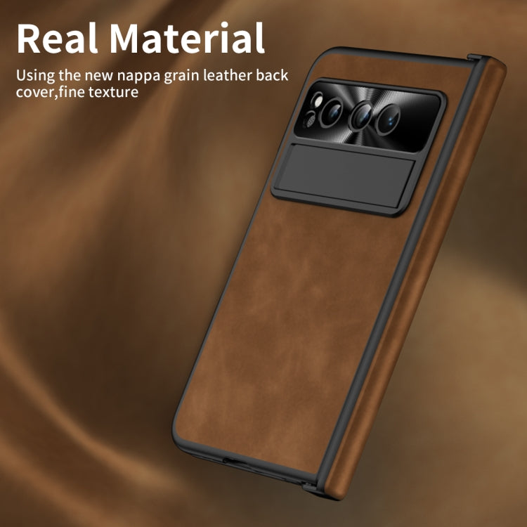 For Google Pixel Fold Integrated Napa Texture All-inclusive Phone Case with Hinge(Brown) - Google Cases by PMC TechLife | Online Shopping South Africa | PMC TechLife | Buy Now Pay Later Mobicred