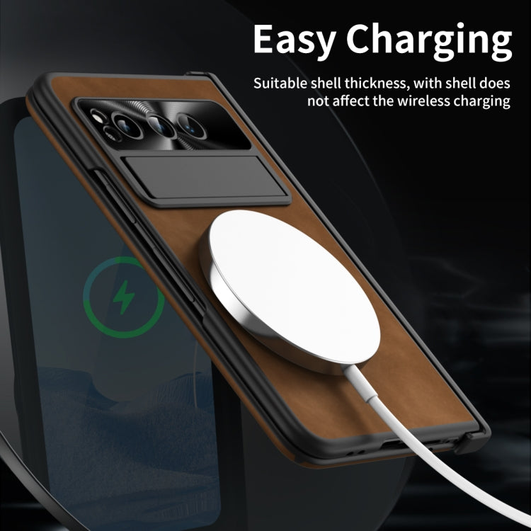 For Google Pixel Fold Integrated Napa Texture All-inclusive Phone Case with Hinge(Brown) - Google Cases by PMC TechLife | Online Shopping South Africa | PMC TechLife | Buy Now Pay Later Mobicred