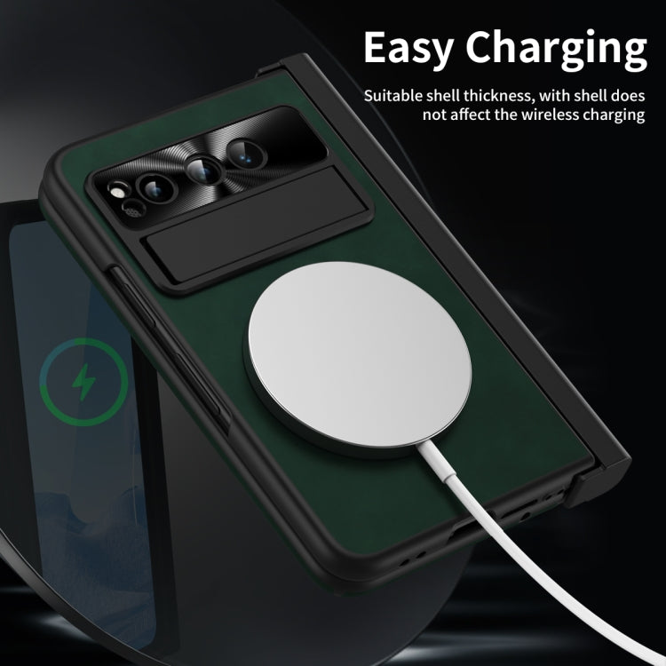 For Google Pixel Fold Integrated Napa Texture All-inclusive Phone Case with Pen Slot(Green) - Google Cases by PMC TechLife | Online Shopping South Africa | PMC TechLife | Buy Now Pay Later Mobicred