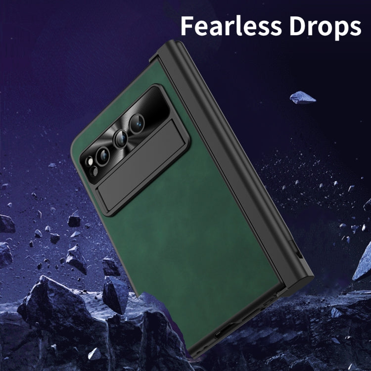 For Google Pixel Fold Integrated Napa Texture All-inclusive Phone Case with Pen Slot(Green) - Google Cases by PMC TechLife | Online Shopping South Africa | PMC TechLife | Buy Now Pay Later Mobicred