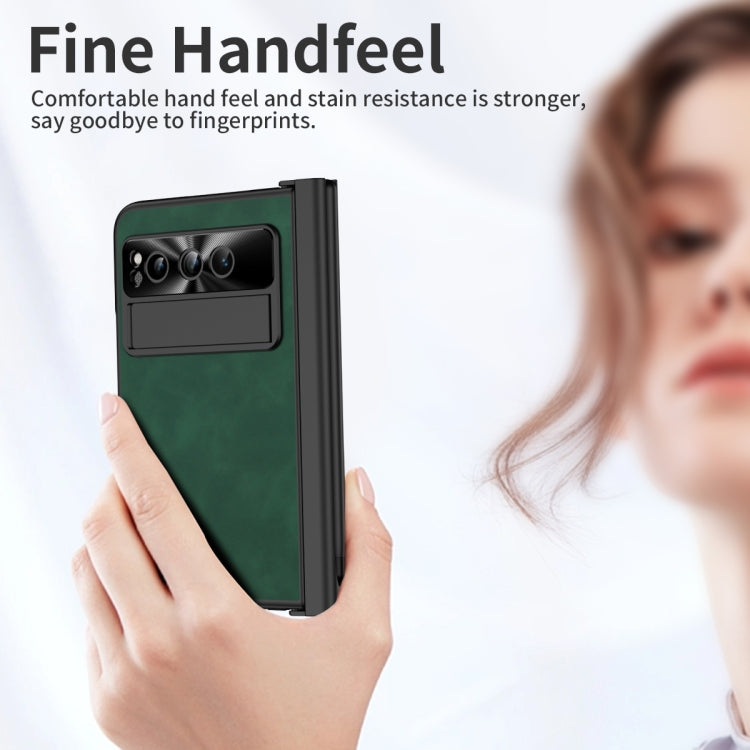 For Google Pixel Fold Integrated Napa Texture All-inclusive Phone Case with Pen Slot(Green) - Google Cases by PMC TechLife | Online Shopping South Africa | PMC TechLife | Buy Now Pay Later Mobicred