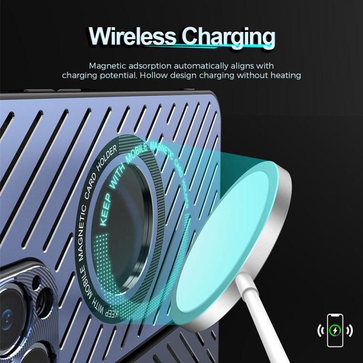 For iPhone 14 Pro R-JUST RJ57 CD Pattern MagSafe Cooling Phone Case(Blue) - iPhone 14 Pro Cases by R-JUST | Online Shopping South Africa | PMC TechLife
