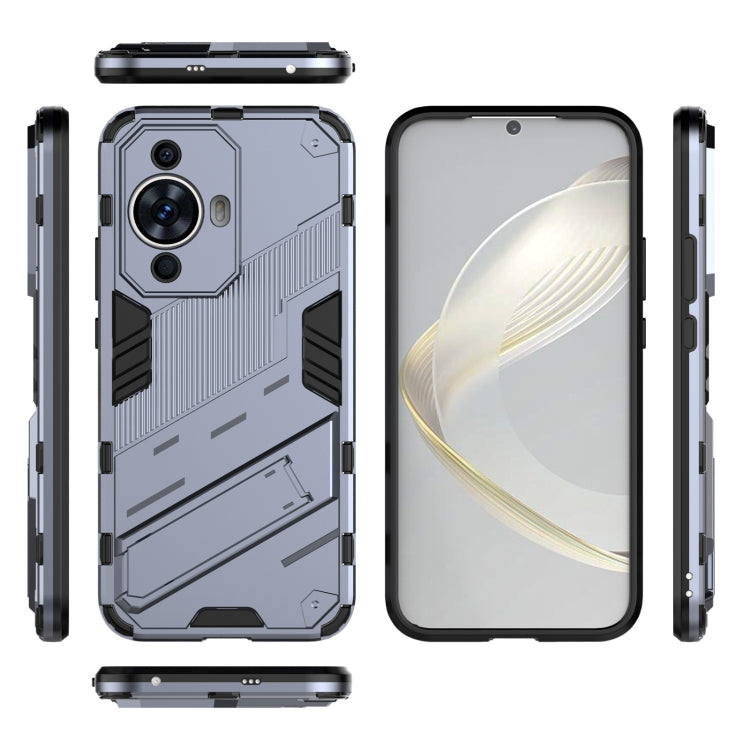 For Huawei nova 11 4G Punk Armor 2 in 1 PC + TPU Phone Case with Holder(Grey) - Huawei Cases by PMC Jewellery | Online Shopping South Africa | PMC Jewellery | Buy Now Pay Later Mobicred