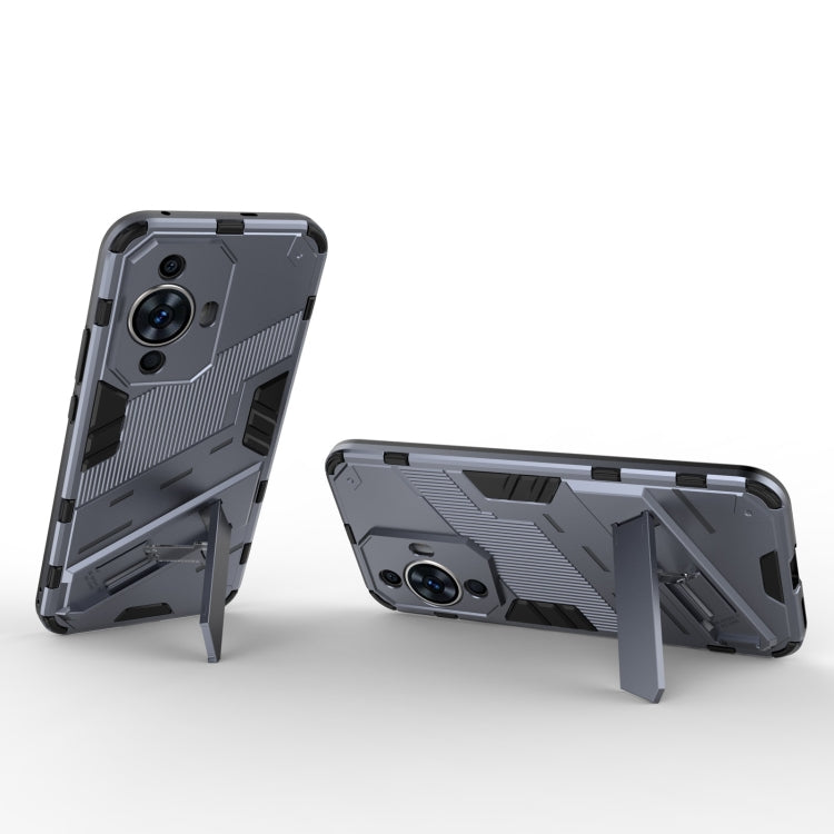 For Huawei nova 11 4G Punk Armor 2 in 1 PC + TPU Phone Case with Holder(Grey) - Huawei Cases by PMC TechLife | Online Shopping South Africa | PMC TechLife | Buy Now Pay Later Mobicred