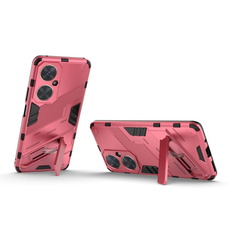 For Huawei nova 11i 4G Punk Armor 2 in 1 PC + TPU Phone Case with Holder(Light Red) - Huawei Cases by PMC Jewellery | Online Shopping South Africa | PMC Jewellery | Buy Now Pay Later Mobicred