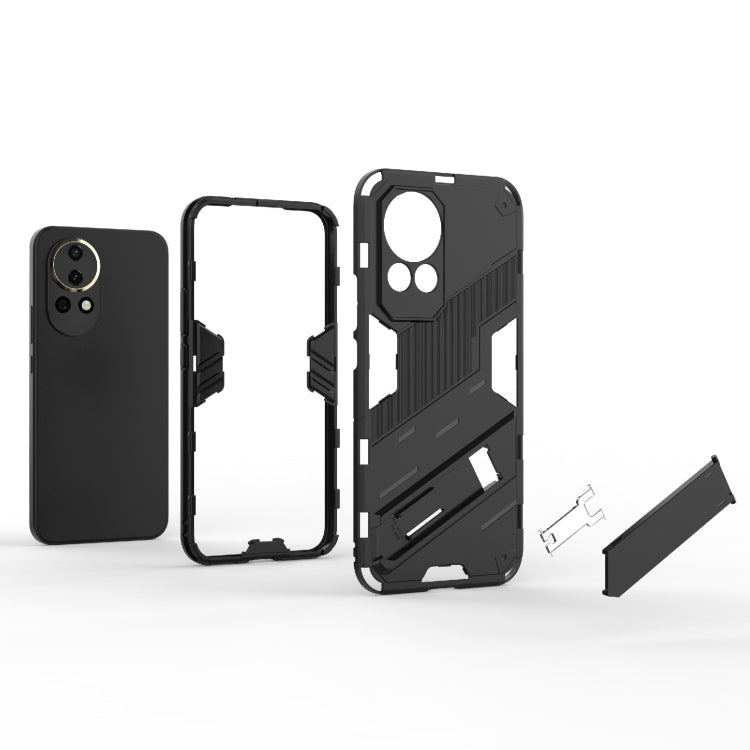 For Huawei nova 12 5G Punk Armor 2 in 1 PC + TPU Phone Case with Holder(Light Red) - Huawei Cases by PMC TechLife | Online Shopping South Africa | PMC TechLife | Buy Now Pay Later Mobicred