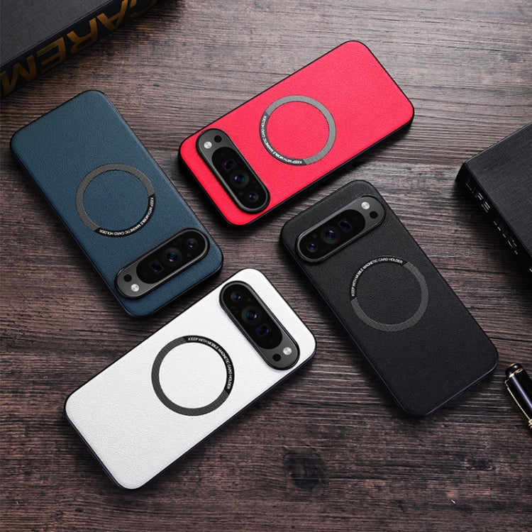 For Google Pixel 9 Pro Magsafe Magnetic Ring Leather Texture Phone Case(Red) - Google Cases by PMC TechLife | Online Shopping South Africa | PMC TechLife | Buy Now Pay Later Mobicred
