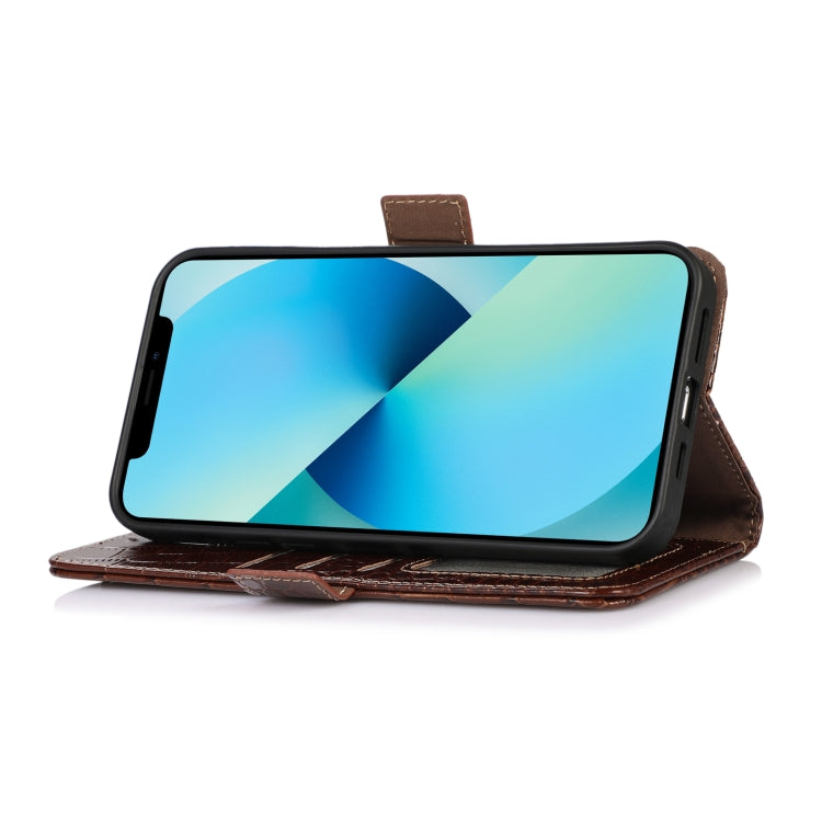 For iPhone 16 Plus Crocodile Top Layer Cowhide Leather Phone Case(Brown) - iPhone 16 Plus Cases by PMC TechLife | Online Shopping South Africa | PMC TechLife | Buy Now Pay Later Mobicred