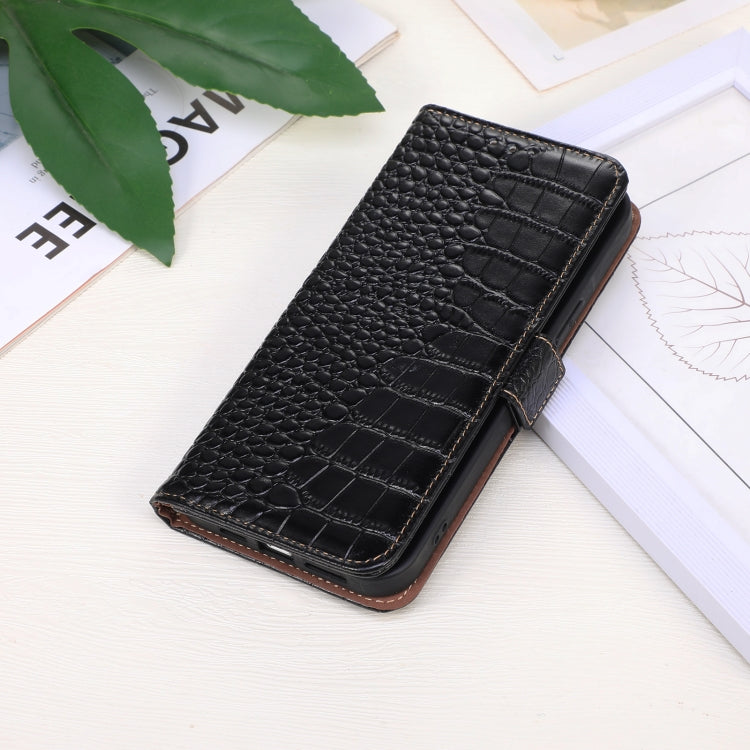 For iPhone 16 Crocodile Top Layer Cowhide Leather Phone Case(Black) - iPhone 16 Cases by PMC TechLife | Online Shopping South Africa | PMC TechLife | Buy Now Pay Later Mobicred