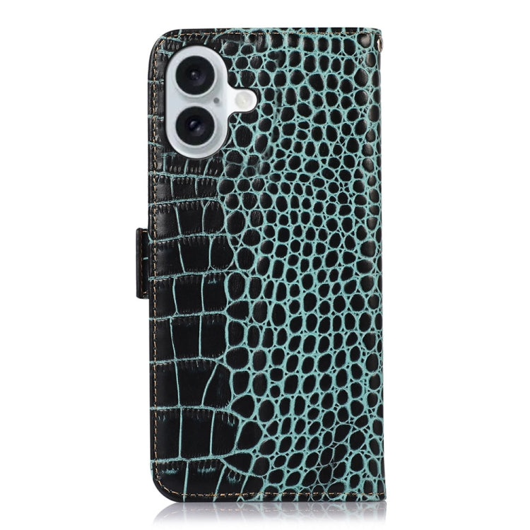 For iPhone 16 Crocodile Top Layer Cowhide Leather Phone Case(Green) - iPhone 16 Cases by PMC Jewellery | Online Shopping South Africa | PMC Jewellery | Buy Now Pay Later Mobicred