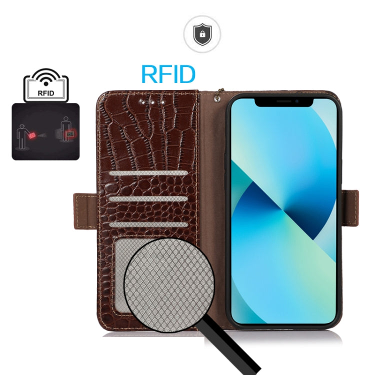 For iPhone 16 Crocodile Top Layer Cowhide Leather Phone Case(Brown) - iPhone 16 Cases by PMC TechLife | Online Shopping South Africa | PMC TechLife | Buy Now Pay Later Mobicred