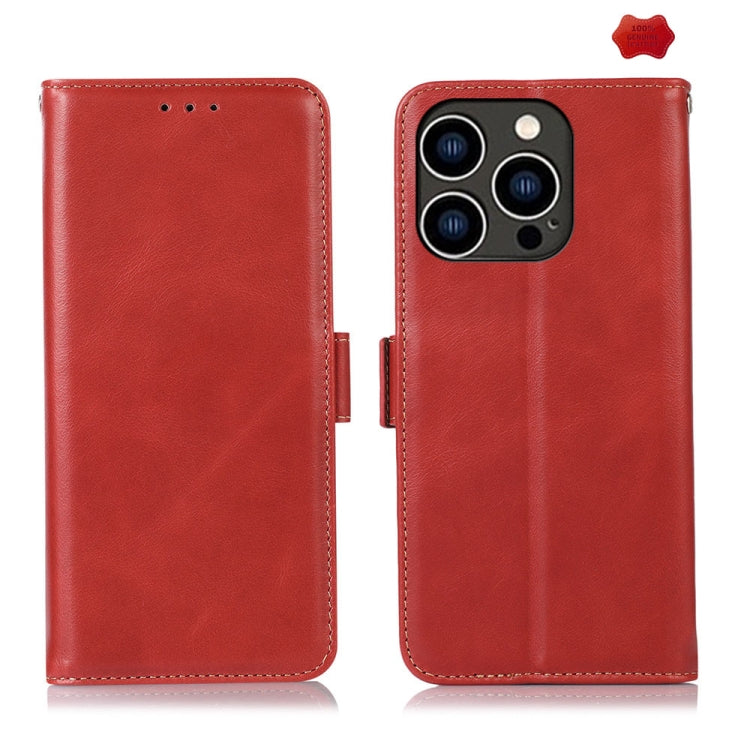For iPhone 16 Pro Max Crazy Horse Top Layer Cowhide Leather Phone Case(Red) - iPhone 16 Pro Max Cases by PMC TechLife | Online Shopping South Africa | PMC TechLife | Buy Now Pay Later Mobicred