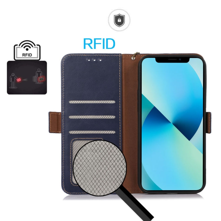 For iPhone 16 Pro Max Crazy Horse Top Layer Cowhide Leather Phone Case(Blue) - iPhone 16 Pro Max Cases by PMC TechLife | Online Shopping South Africa | PMC TechLife | Buy Now Pay Later Mobicred