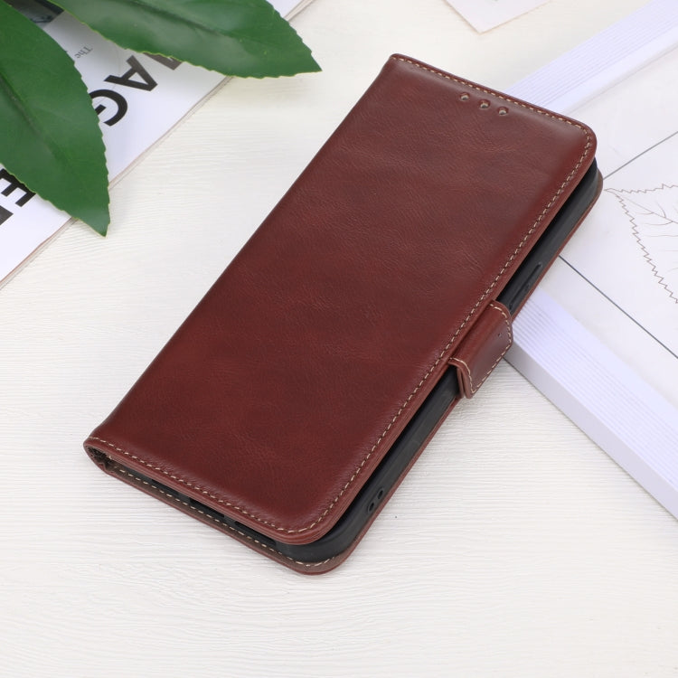 For iPhone 16 Plus Crazy Horse Top Layer Cowhide Leather Phone Case(Brown) - iPhone 16 Plus Cases by PMC Jewellery | Online Shopping South Africa | PMC Jewellery | Buy Now Pay Later Mobicred