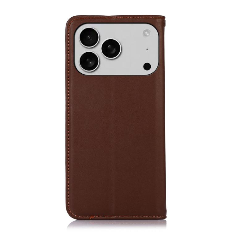 For iPhone 17 Pro KHAZNEH Nappa Top Layer Cowhide Leather Phone Case(Brown) - free shipping - PMc TechLife - Order now!