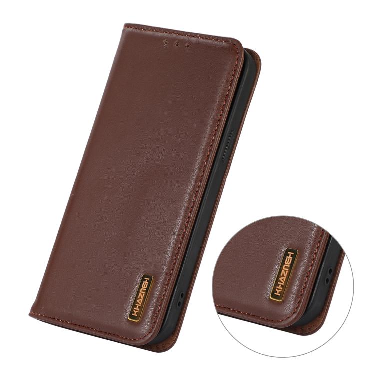 For iPhone 17 Pro KHAZNEH Nappa Top Layer Cowhide Leather Phone Case(Brown) - free shipping - PMc TechLife - Order now!