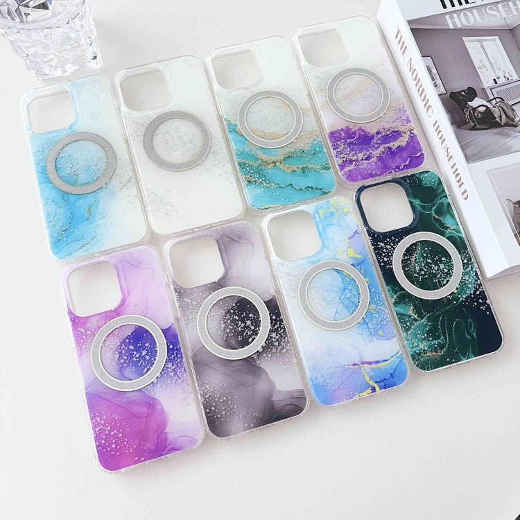 For iPhone 13 Dual-side IMD Marble Magsafe Phone Case(Black) - iPhone 13 Cases by PMC TechLife | Online Shopping South Africa | PMC TechLife