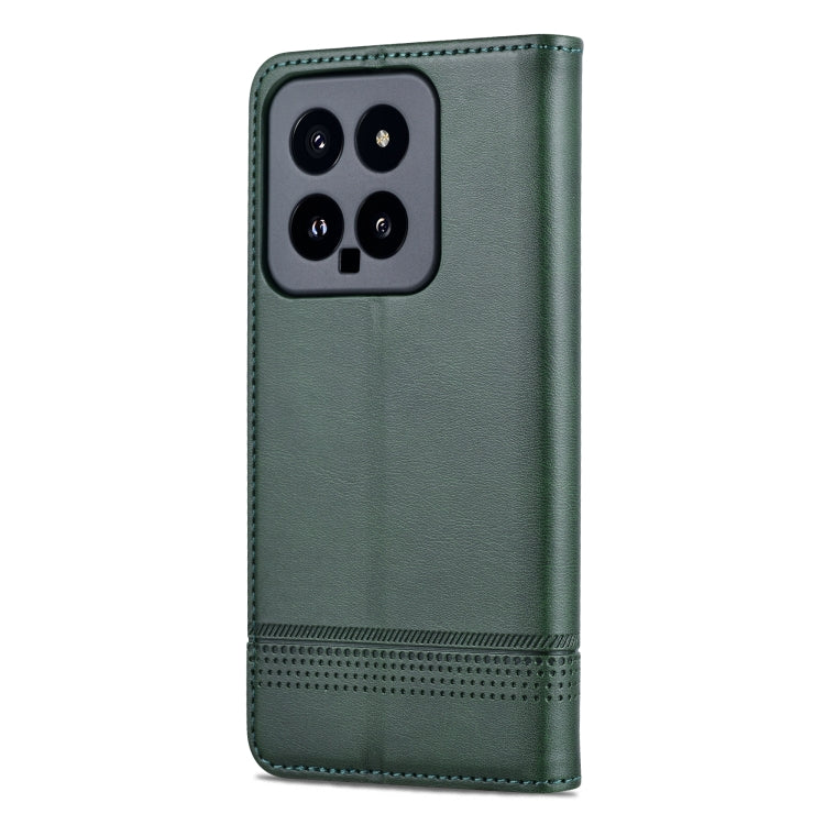 For Xiaomi 14 AZNS Magnetic Calf Texture Flip Leather Phone Case(Dark Green) - 14 Cases by AZNS | Online Shopping South Africa | PMC Jewellery | Buy Now Pay Later Mobicred