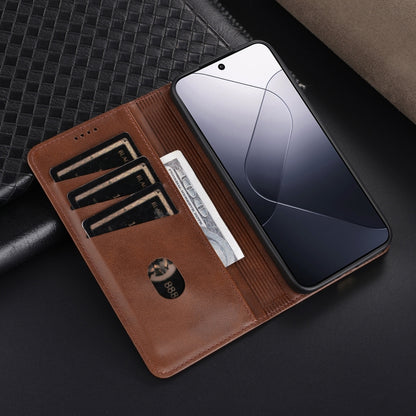 For Xiaomi 14 AZNS Magnetic Calf Texture Flip Leather Phone Case(Light Brown) - 14 Cases by AZNS | Online Shopping South Africa | PMC Jewellery | Buy Now Pay Later Mobicred