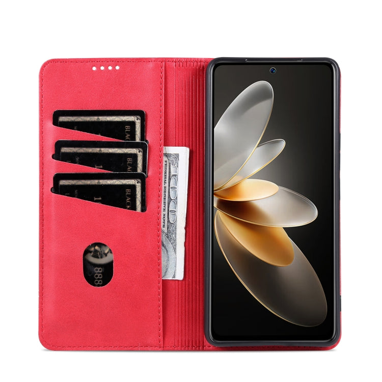 For Xiaomi Redmi K70/K70 Pro AZNS Magnetic Calf Texture Flip Leather Phone Case(Red) - K70 Pro Cases by AZNS | Online Shopping South Africa | PMC Jewellery | Buy Now Pay Later Mobicred